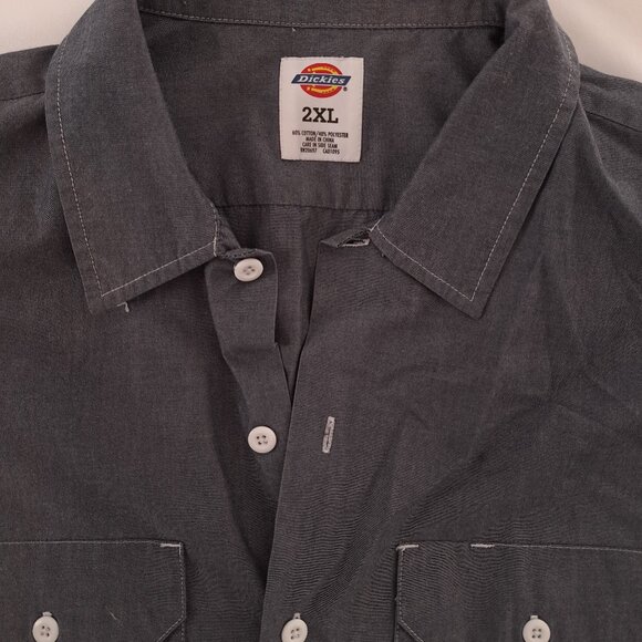 Dickies Work Shirt Mens Size 2XL Long Sleeve Button Up Charcoal Color - Picture 2 of 10